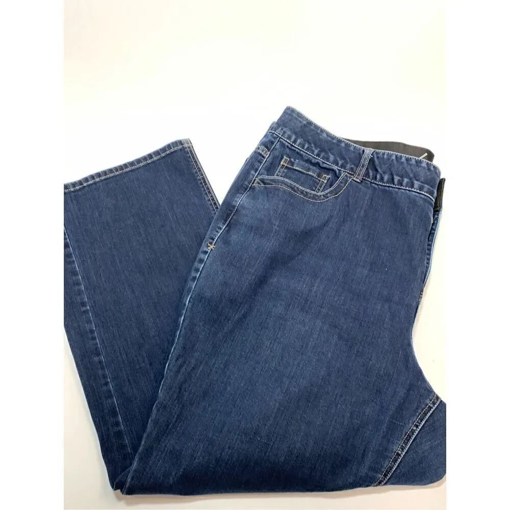 Lane Bryant Womens High Rise Tighter Tummy Tech Straight Jeans Dark Wash Size 24